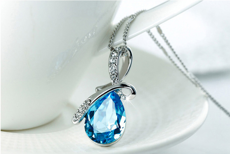 586 angel tear water-drop austria crystal Necklace