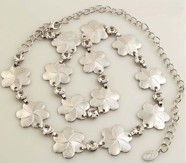 354 flower alloy gold lady chain charm belt-3