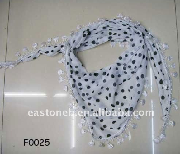 446(F0026) chiffon dot printed triangle scarf