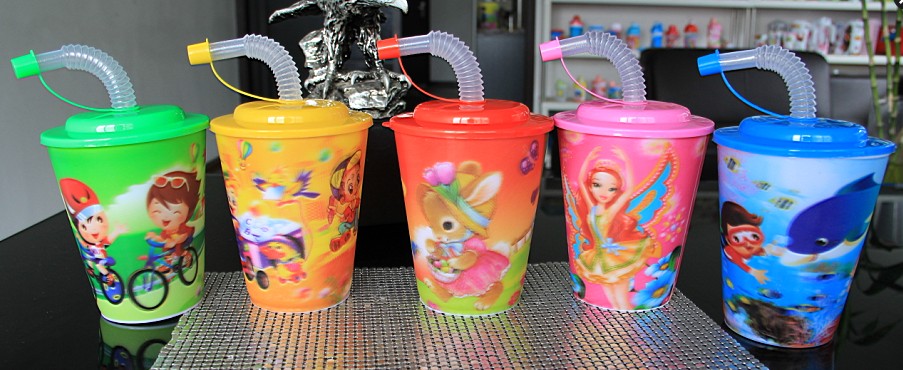 557 400ml Children 3D straw water cup