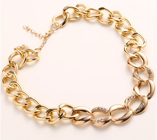 615 chunky 3crystal ring chain necklace